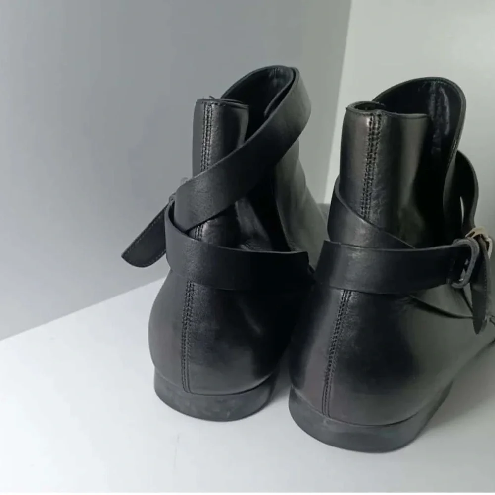 GUCCI MEN'S ANKLE BOOT WITH BUCKLE BLACK NOIR Size 9.5 D
